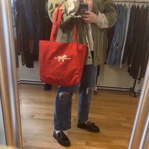 Rubberized Red Tote - Shoulder Bag - Shopping Bag - Dog